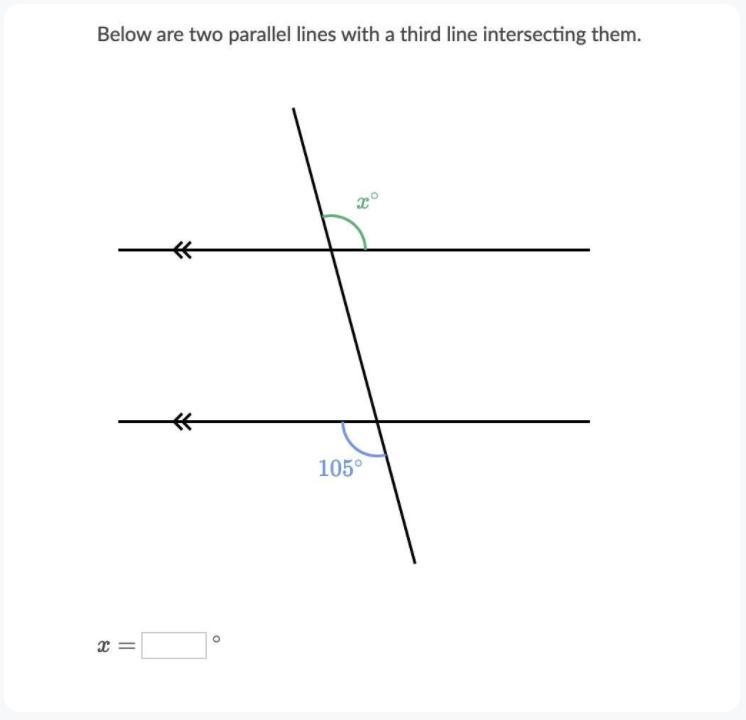 Below are two parallel lines with a third line intersecting them.-example-1