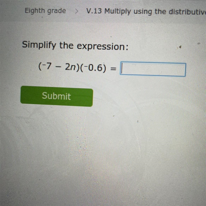 (-7 - 2n)(-0.6) simplify equation-example-1