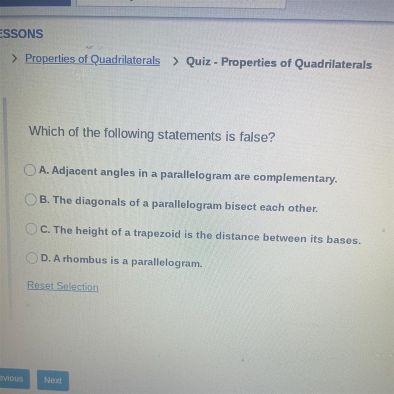 Which of the following statements is false?-example-1