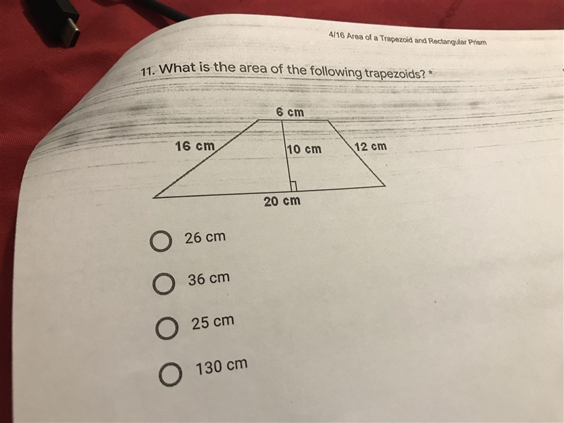 What is the area of the following trapezoid-example-1