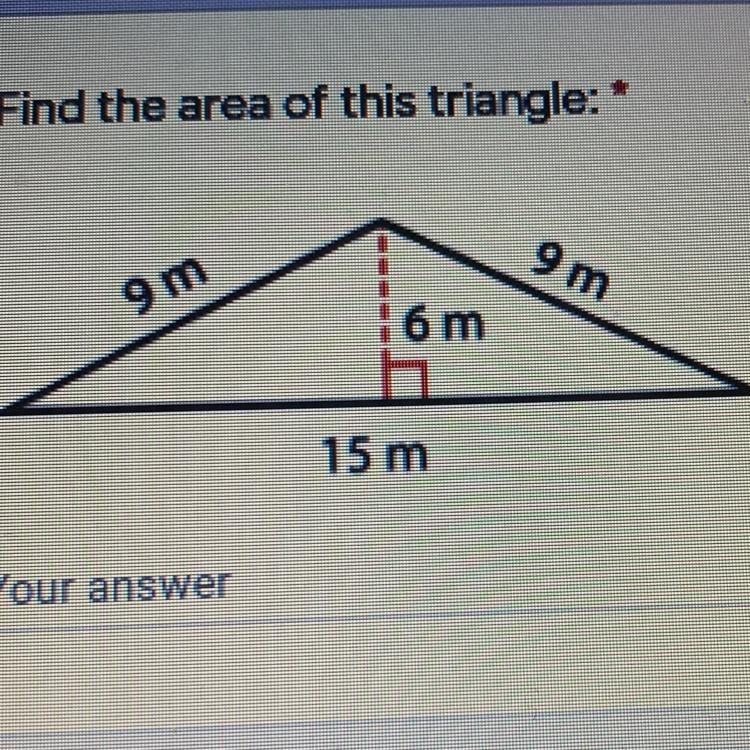 Find the area of this triangle: 9m 9 m 16 m 15 m-example-1