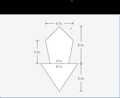 What is the area of the figure below? A. 58 in^2 B. 63 in^2 C. 61 in^2 D. 53 in^2-example-1