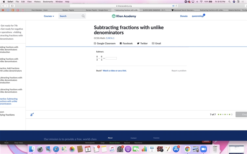 Subtracting fractions with unlike denominators-example-1