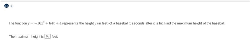 Find the maximum height of the baseball. I think 68. If it's wrong or right then please-example-1