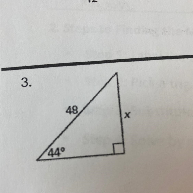 Using trig ratios to find the missing side or angle of a right triangle-example-1