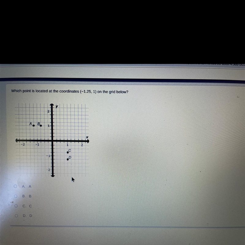 Which point is located at the coordinates (-1.25, 1) on the grid below? А. В. ОА. А-example-1