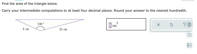 Find the area of the triangle below.-example-1