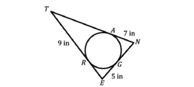 Points A, R and G are points of tangency. Find the perimeter of ∆NET below.-example-1