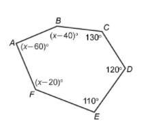 The interior angles formed by the sides of a hexagon have measures that add up to-example-1