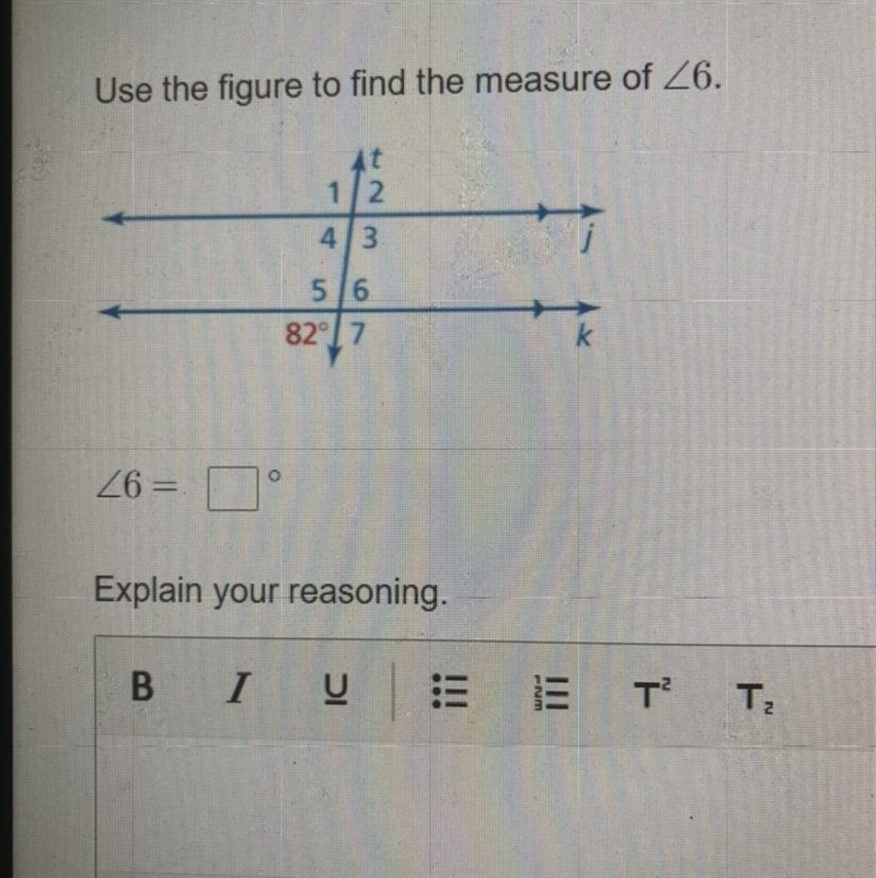 Use the figure to find the measure of <6. Plz help-example-1