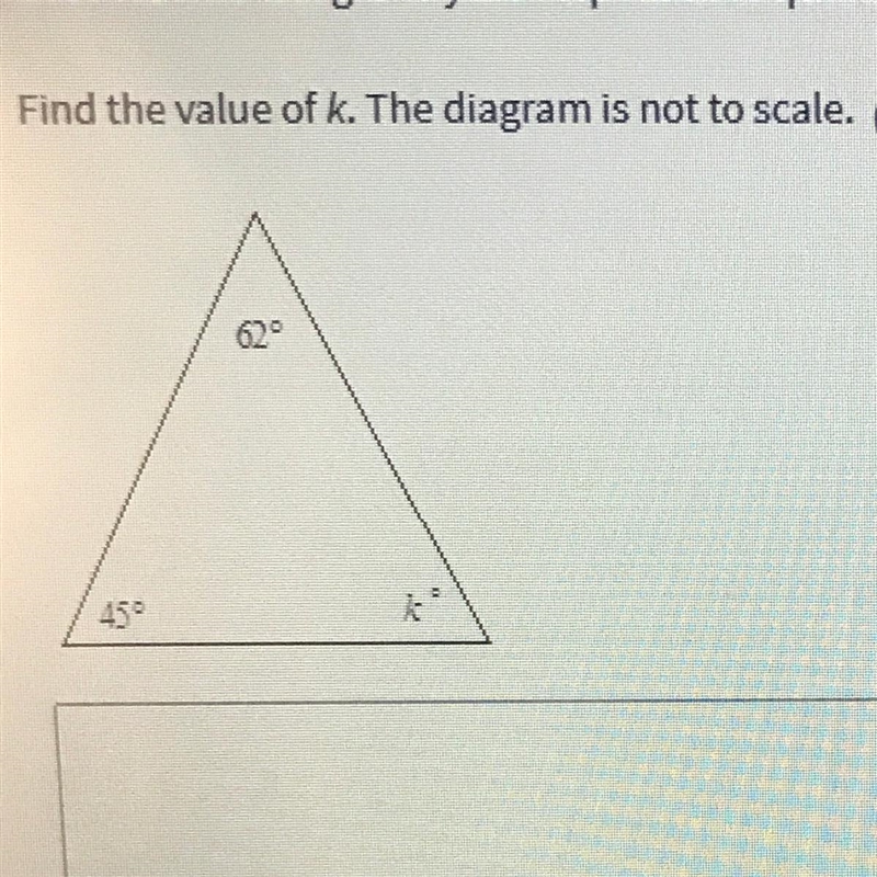 Find the value of k. The diagram is not to scale.-example-1