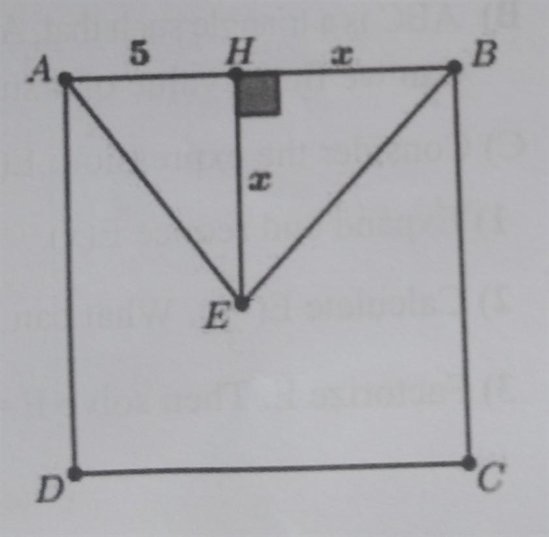 1) a) Factorize: G(x) = (x+5)2 – 3x(x+5). b) Solve G(x) = 0. 2) In the adjacent figure-example-1