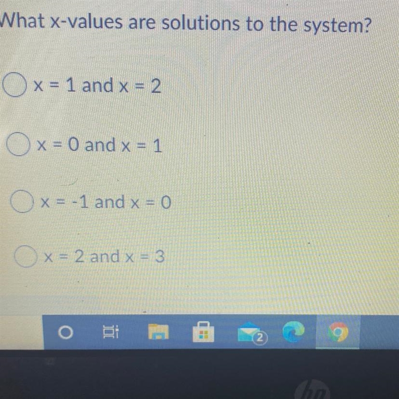 Graph y = 2x and y= 2x What x-values are solutions to the system?-example-1