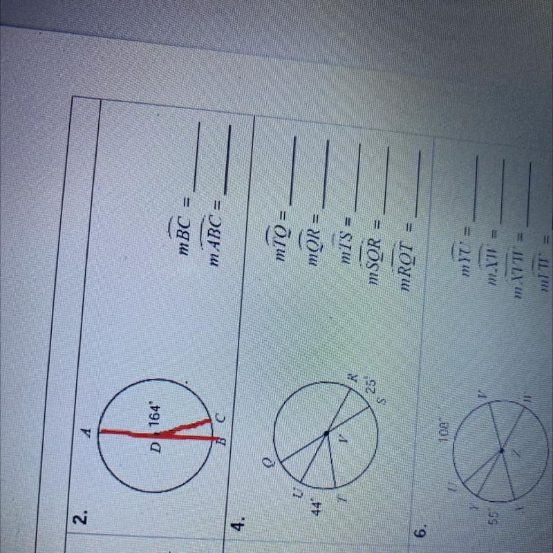 Find the following arc measures for question 2-example-1