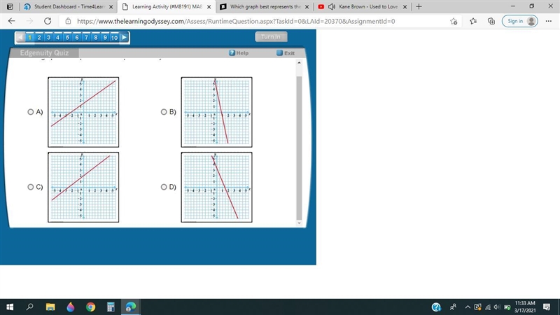 Plz hurry Which graph best represents the equation 5x + y = 4?-example-1