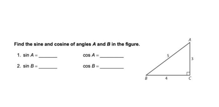 Find the sine and cosine of angles A and B in the figure-example-1