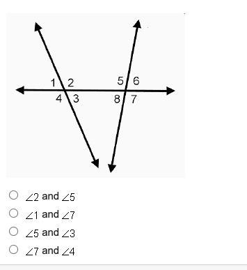 In the diagram, which pair of angles are alternate interior angles?-example-1