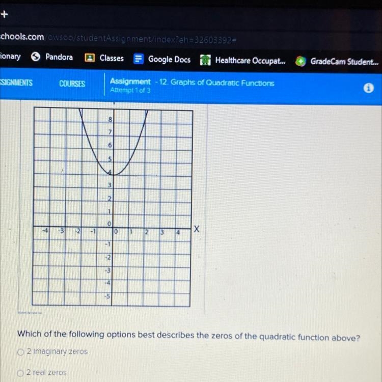 Which 01 the following options best describes the zeros of the quadratic function-example-1