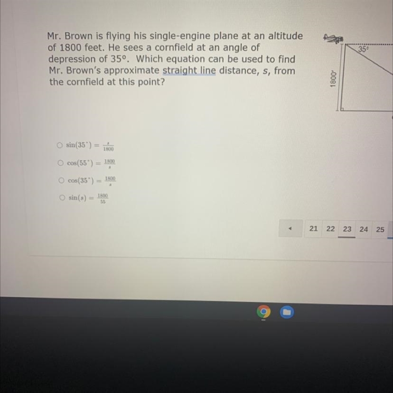 35 Mr. Brown is flying his single-engine plane at an altitude of 1800 feet. He sees-example-1