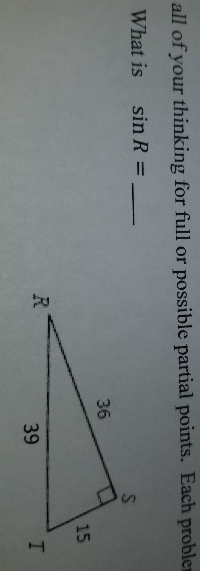 What is sin R ?I have no idea how to solve​-example-1