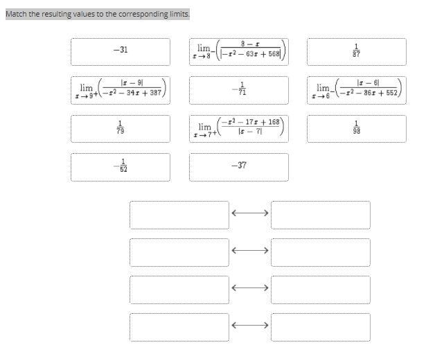 Match the resulting values to the corresponding limits.-example-1