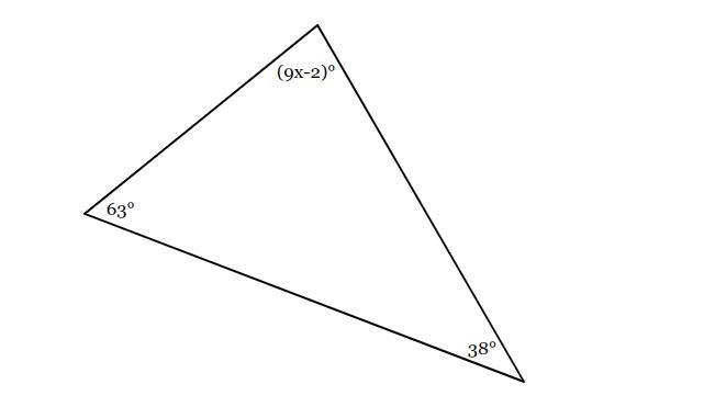 The measures of the angles of a triangle are shown in the figure below. Solve for-example-1