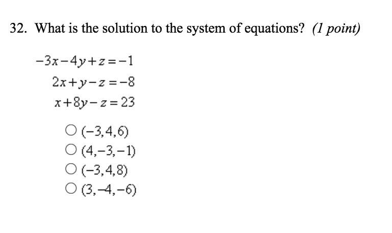 WHAT IS THE SOLUTION TO THE SYSTEM OF EQUATIONS-example-1