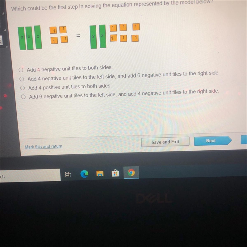 Which could be the first step in solving the equation represented by the model below-example-1