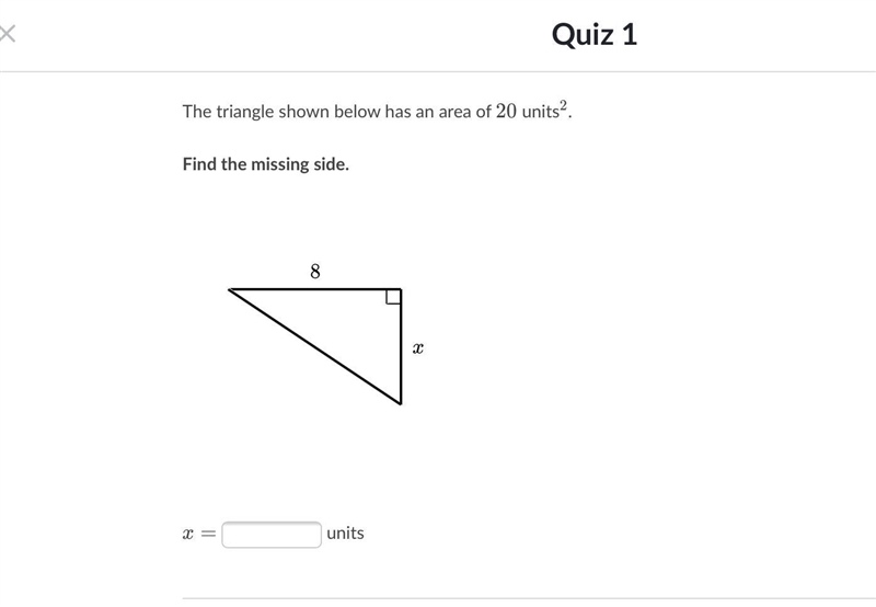 PLEEASE HELP!!! The triangle shown below has an area of 20 units 2 squared.-example-1