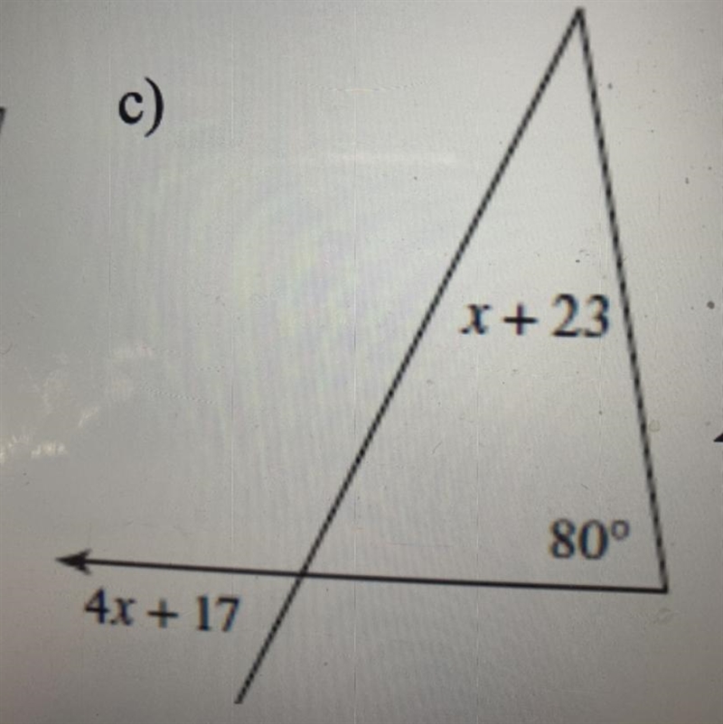 Find the value of x in the triangle-example-1