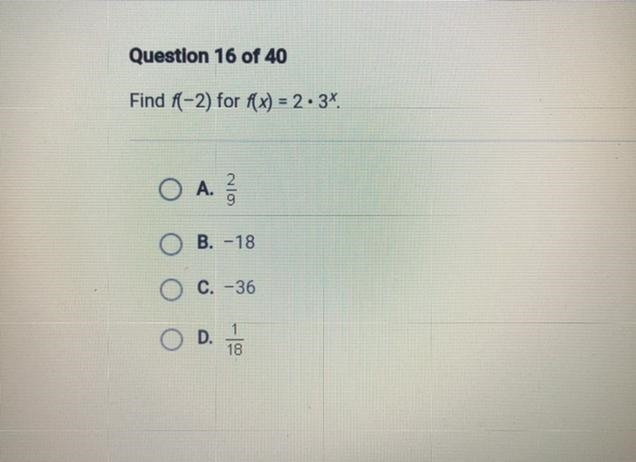 Find f(-2) for f(x) = 2•3^x-example-1