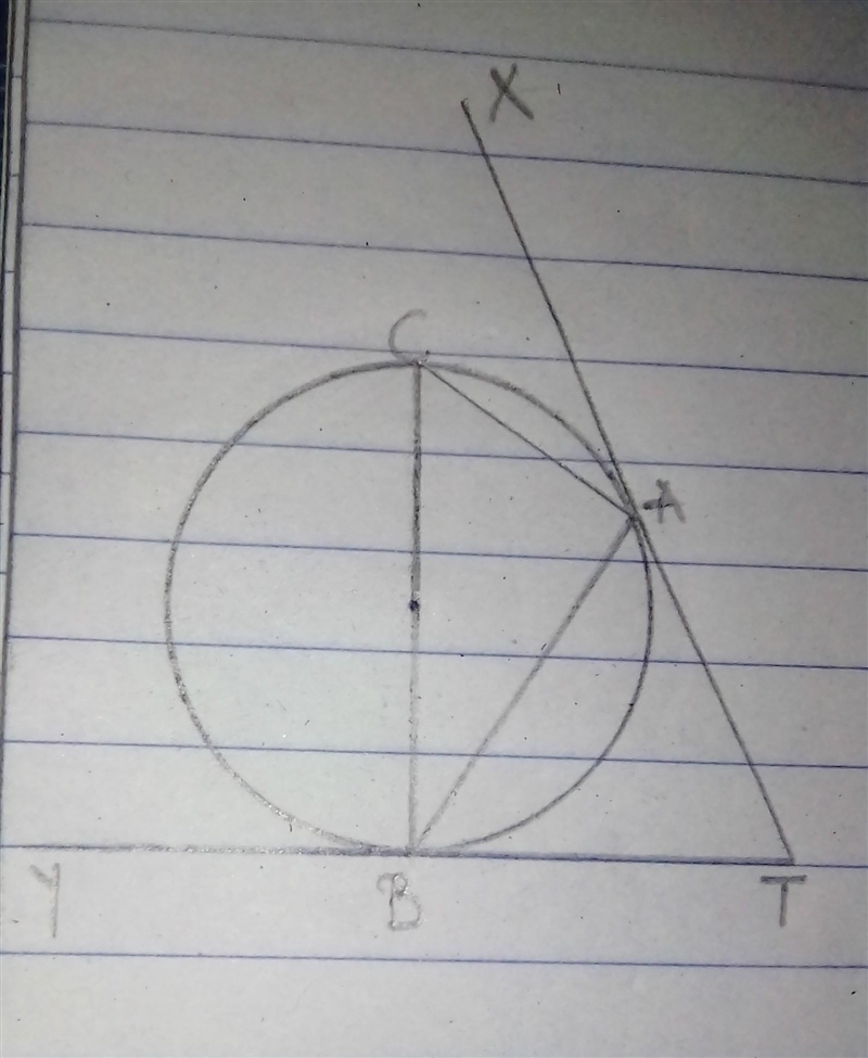 In the given diagram(see image) , TAX and TBY are tangents to the circle and C is-example-1