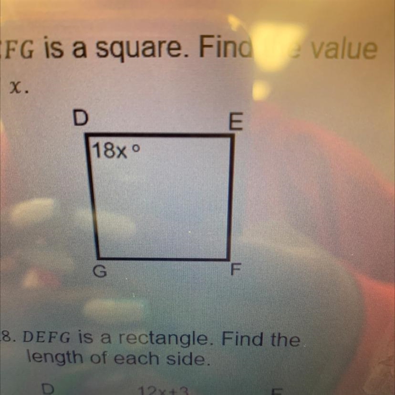 16. DEFG is a square. Find the value of x.-example-1