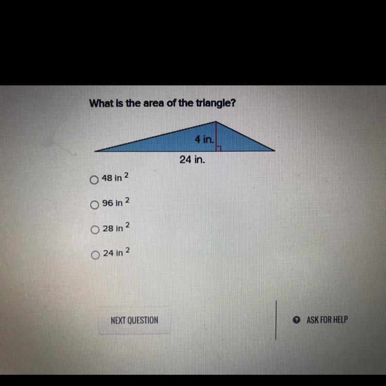 What is the area of the triangle?-example-1