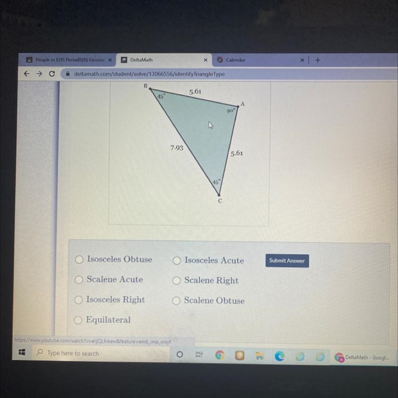 Determine the type of triangle that is drawn below.-example-1