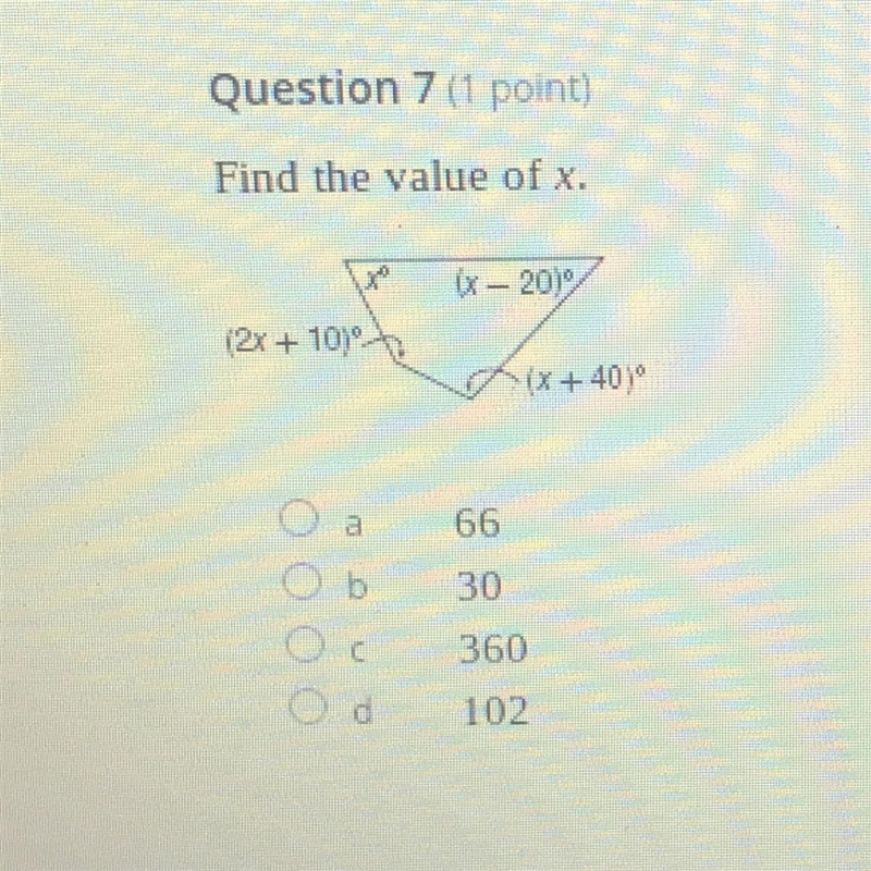 Find the value of x. xo (x-20) (2x + 10) (x + 40)-example-1