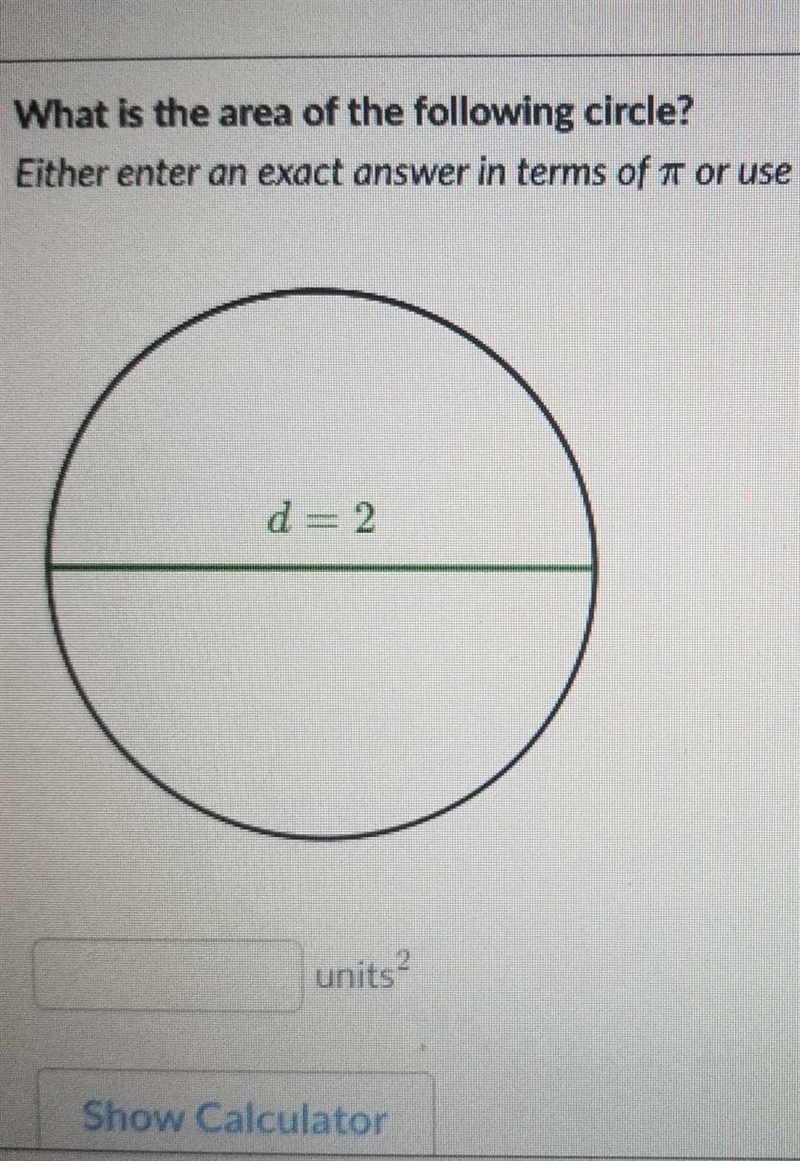 What is the area of the following circle?​-example-1