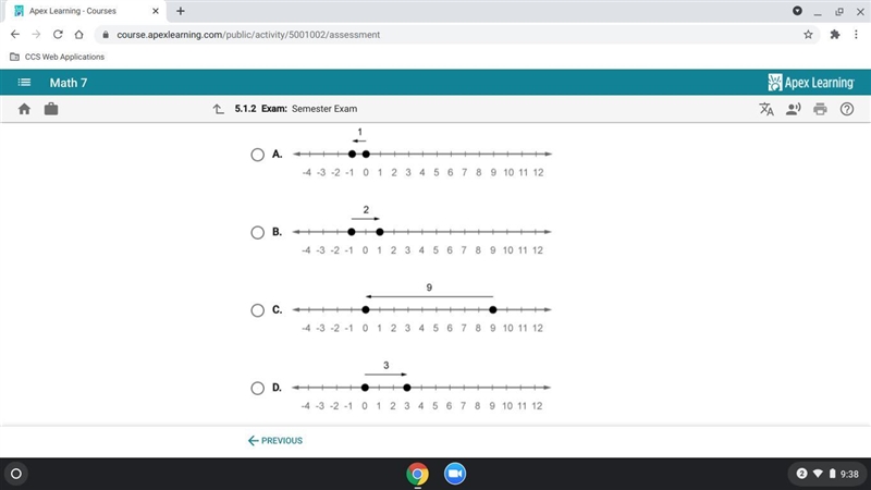 Select the Number line that shows two opposite numbers Have a sum of 0.-example-1