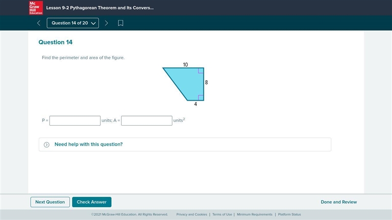 Find the perimeter and area of the figure.-example-1