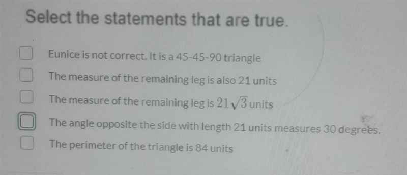 A right triangle has a leg with a length of 21 units and a hypotenuse with a length-example-1