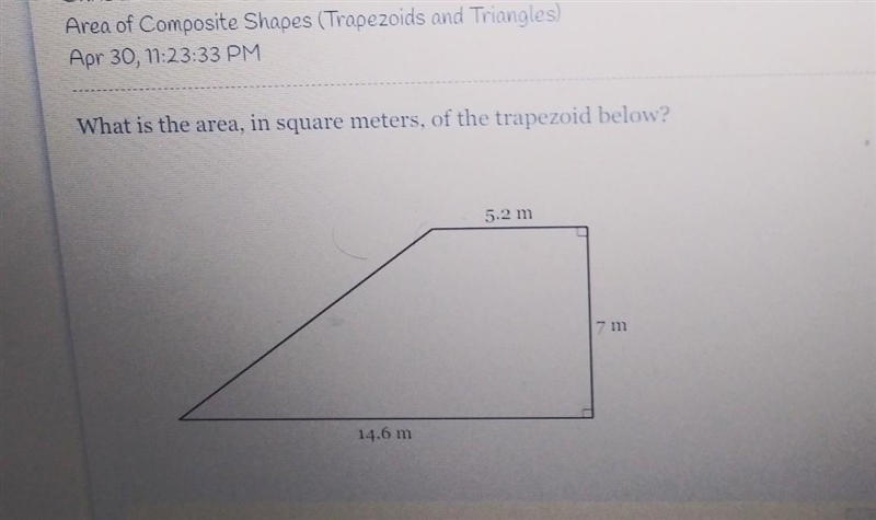 What is the area in square meters of the trapezoid below​-example-1