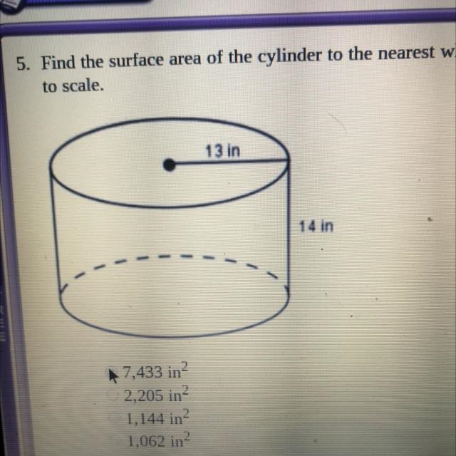 Find the surface area of the cylinder to the nearest whole number the figure is not-example-1