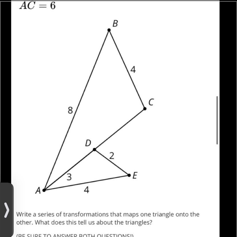 What series of transformations that maps one triangle onto the other. What does this-example-1