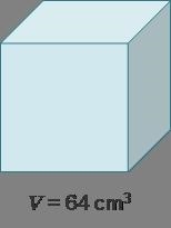 Consider this cube with a volume of 64 cubic centimeters. A cube with volume 64 centimeters-example-1