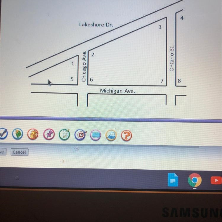 Chicago Avenue is parallel to Ontario Street what is the relationship between angles-example-1