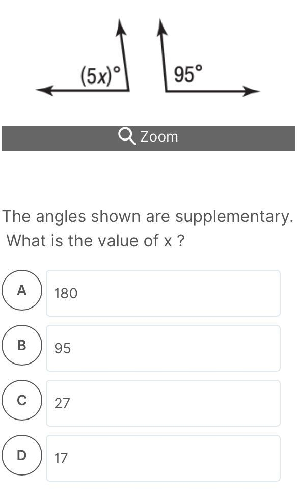 The angles shown are supplementary. What is the value of x ?-example-1