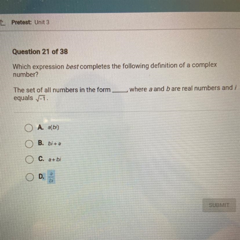 Which expression best completes the following definition of a complex number?-example-1