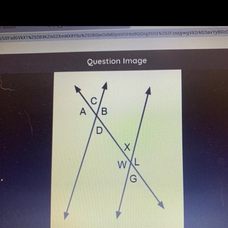 Q. Which pair of angles add up to 180 degrees?-example-1