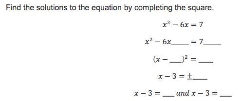 "FInd the solutions to the equation by completing the square."-example-1