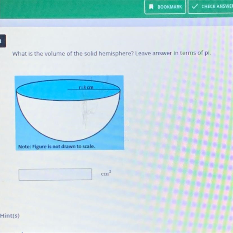 What is the volume of the solid hemisphere?-example-1